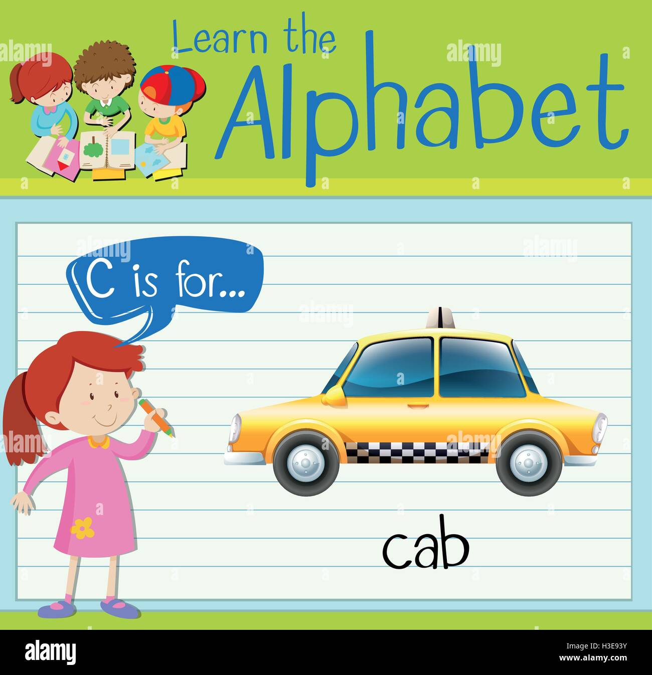 Flashcard letter C is for cab illustration Stock Vector Image & Art - Alamy