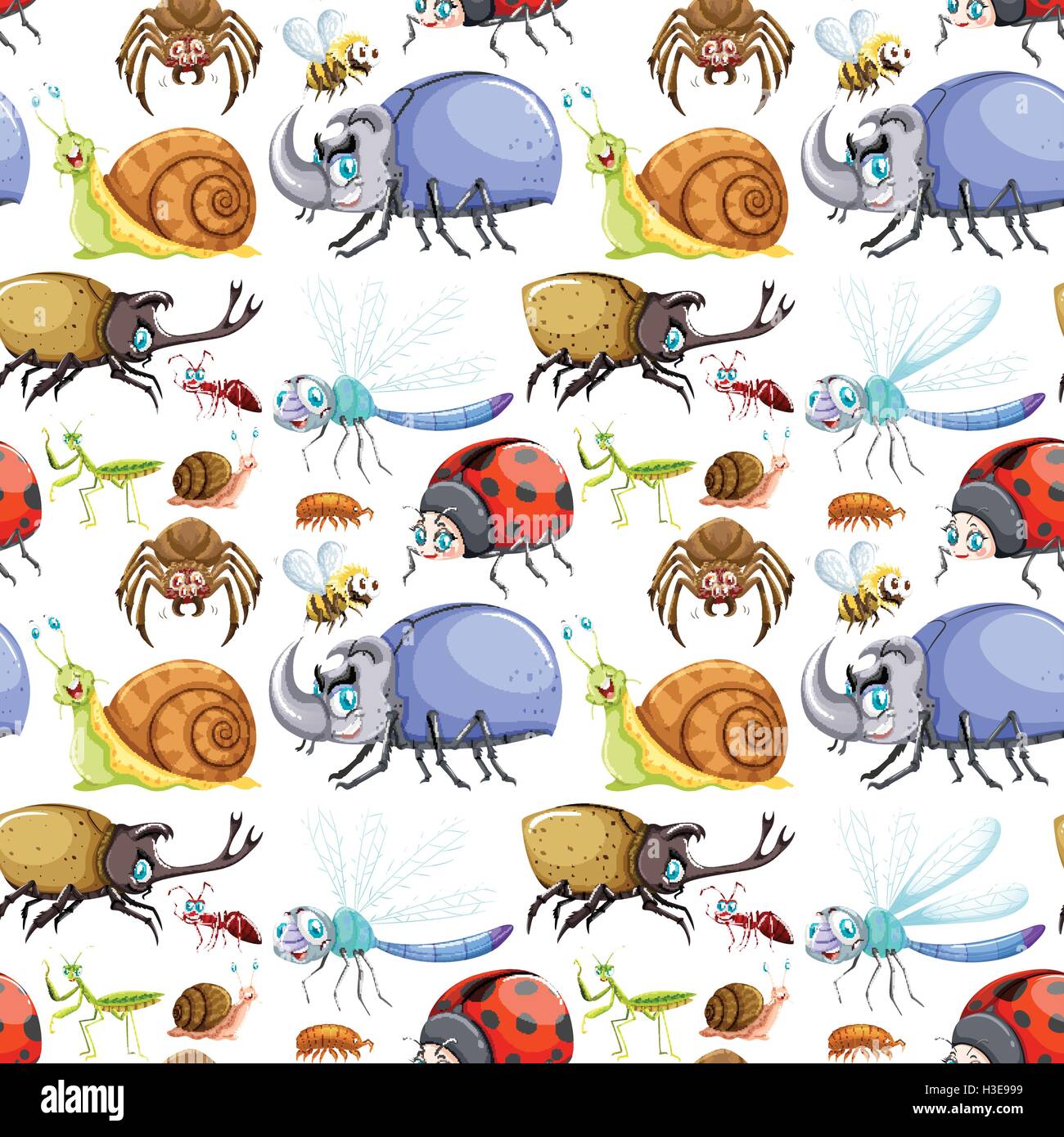 Seamless background design with many insects illustration Stock Vector ...