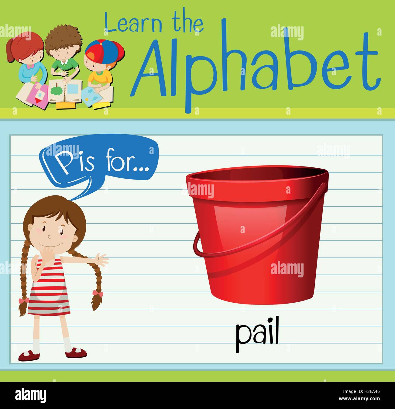 Flashcard letter P is for pail illustration Stock Vector Image & Art ...