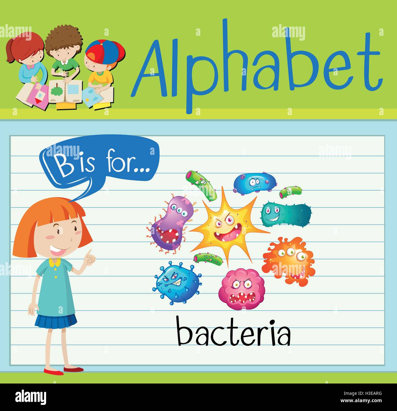 Flashcard Letter B Is For Bacteria Illustration Stock Vector Image ...