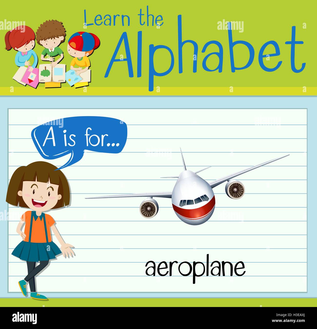 Flashcard letter A is for aeroplane illustration Stock Vector Image ...