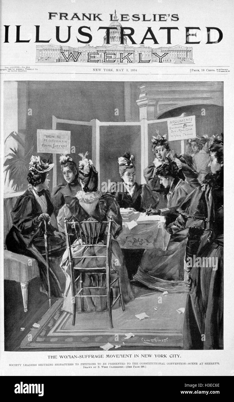 AMERICAN SUFFRAGE Supporters at the fashionable Sherry's Restaurant in New York as shown in Frank Lelsie's Illustrated Weekly, 3 May 1894 Stock Photo