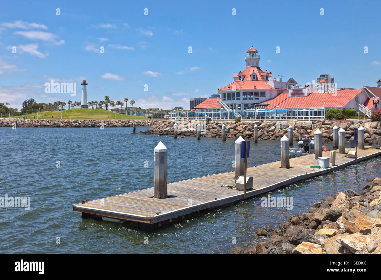 Parkers Lighthouse and marina in Long Beach California. Stock Photo