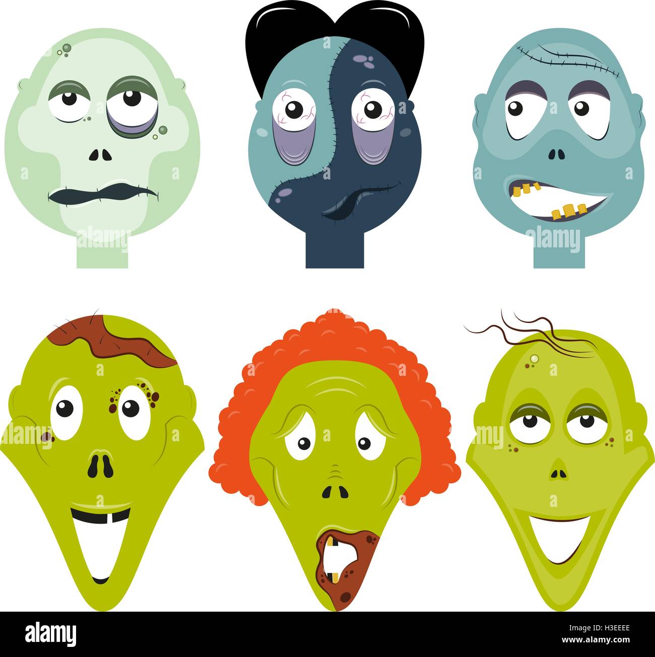 Zombie faces set Vector illustration Stock Vector Image & Art Alamy