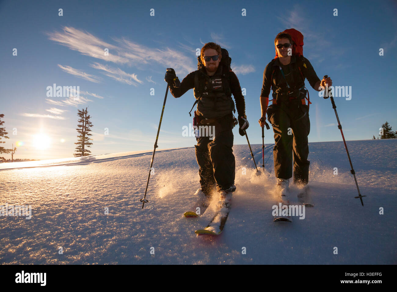 Ski Touring in Garibaldi Provincial Park, British Columbia, Canada. Stock Photo
