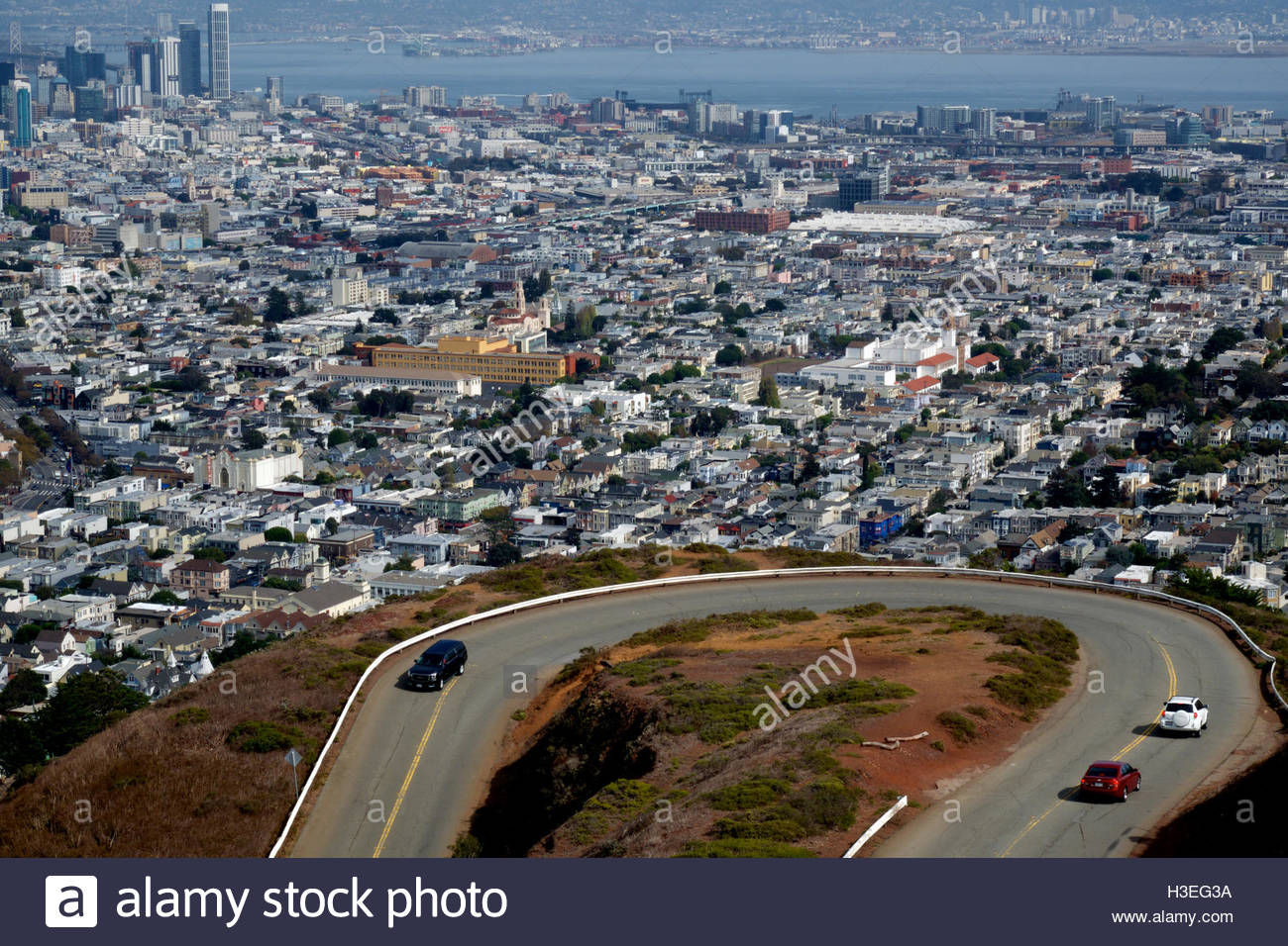 The Hairpin Turn Of Twin Peaks Boulevard In San Francisco City