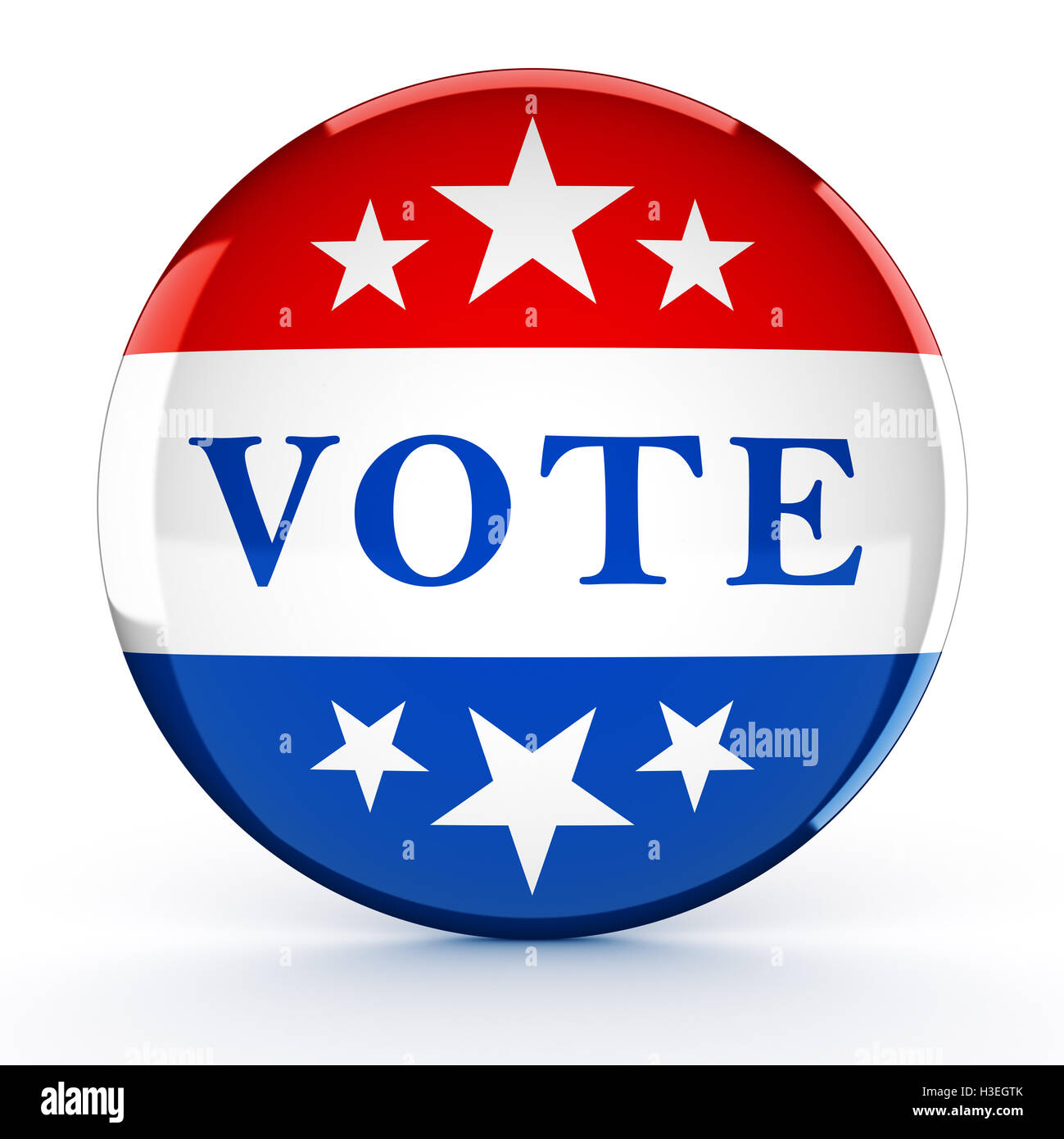 Vote button in red, white, and blue with stars - 3d rendering Stock ...