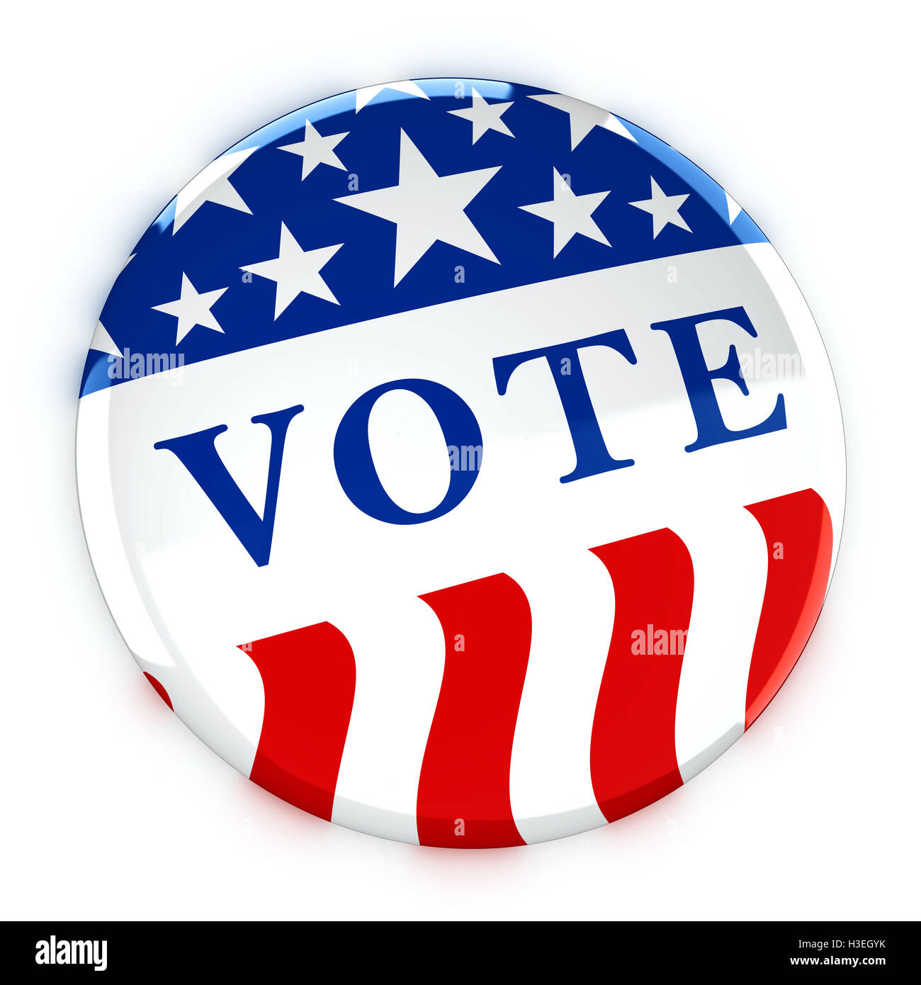 Vote button in red, white, and blue with stars - 3d rendering Stock ...