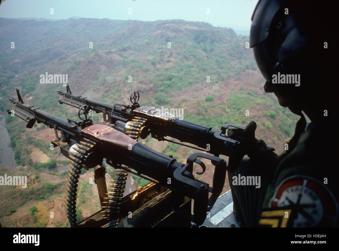 Northern Morazan Province El Salvador March 1984 Door Gunner On