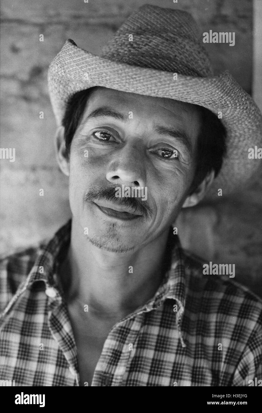 CHALATENANGO,  EL SALVADOR, FEB 1984: - Within the FPL Guerrilla's Zones of Control   A member of the PPL (Local Popular Powers) elected to work with the adminstration of the guerrilla-held area. Stock Photo