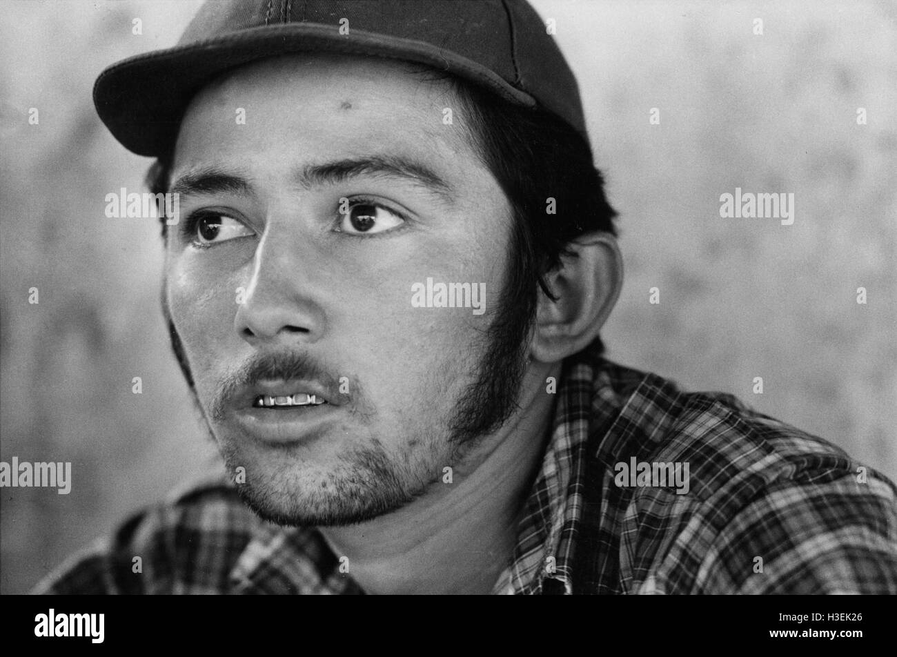 CHALATENANGO,  EL SALVADOR, FEB 1984: - Within the FPL Guerrilla's Zones of Control - A member of the PPL (Local Popular Powers) elected to work with the adminstration of the guerrilla-held area. Stock Photo