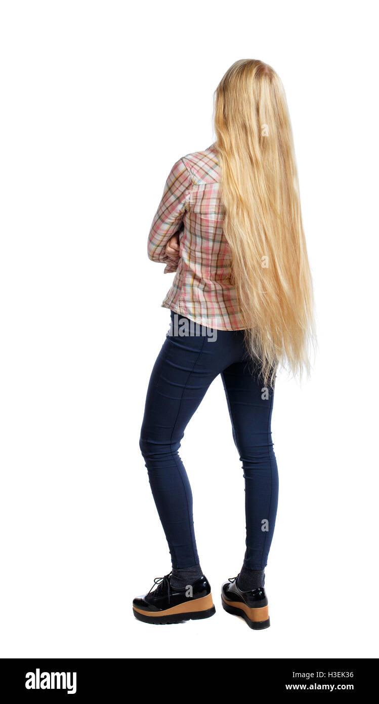 back view of standing young beautiful woman Stock Photo - Alamy