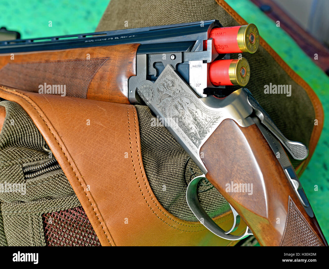 Miroku 12 bore shotgun and catridges Stock Photo Alamy
