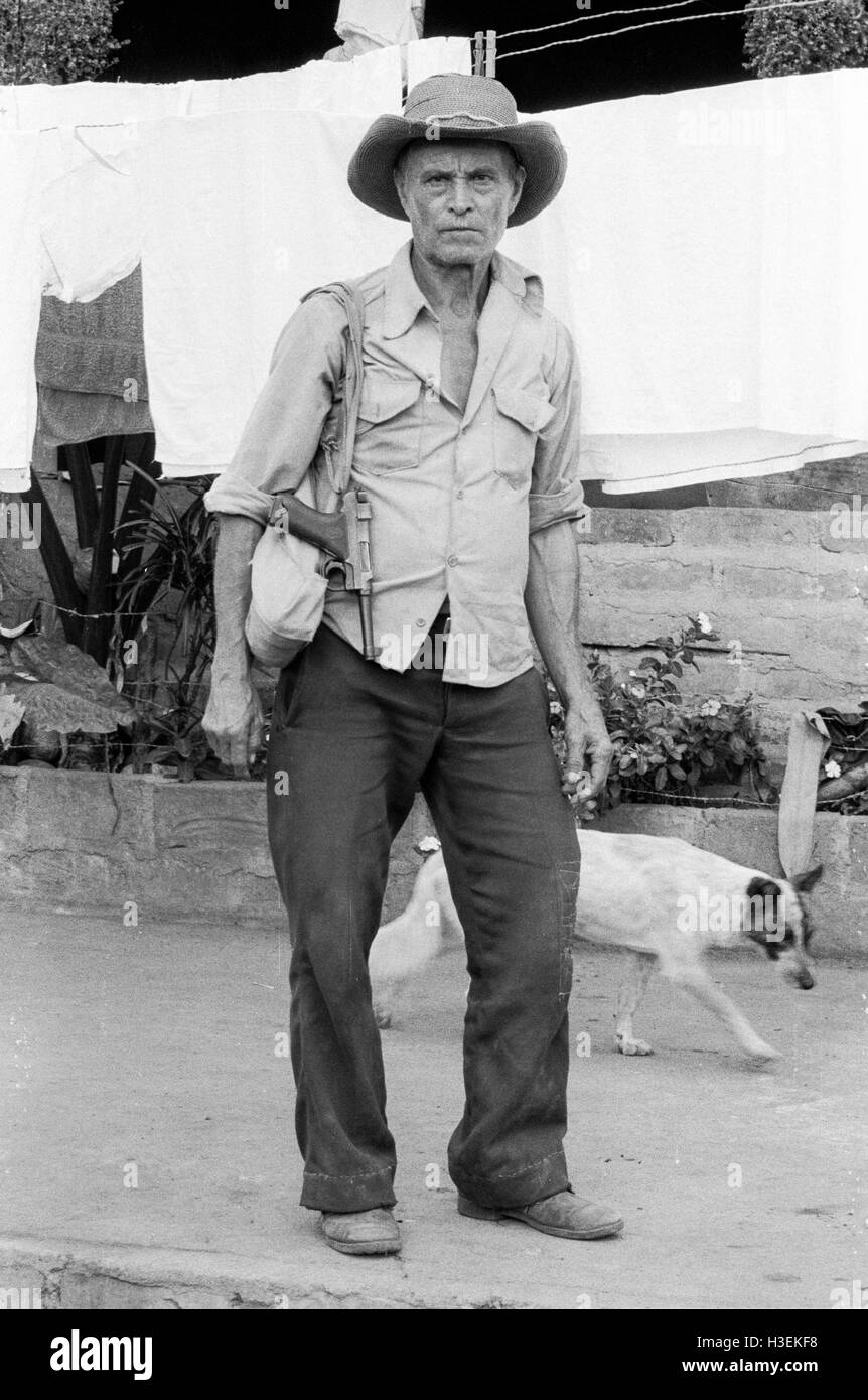 CHALATENANGO,  EL SALVADOR, FEB 1984: - Within the FPL Guerrilla's Zones of Control - A member of the PPL (Local Popular Powers) elected to work with the adminstration of the guerrilla-held area.   Photo by Mike Goldwater Stock Photo