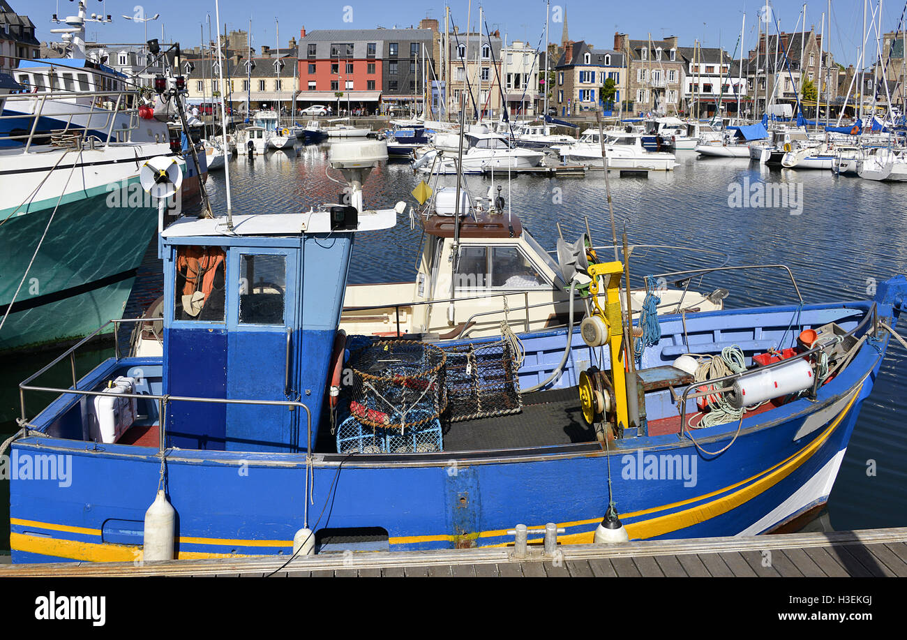 Fish boat in the port of Paimpol, a commune in the Côtes-d'Armor department in Brittany in northwestern France Stock Photo