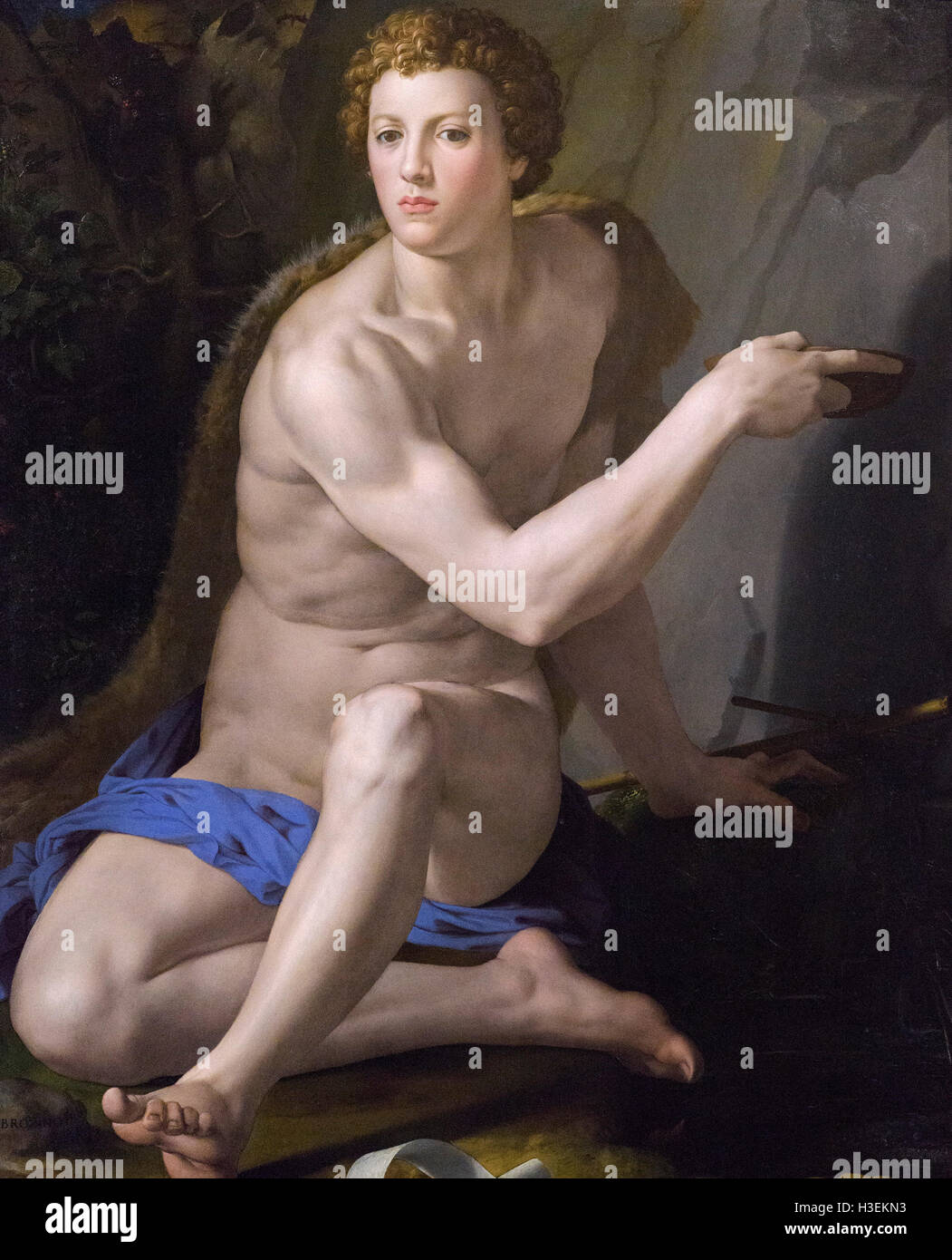 Bronzino - Agnolo di Cosimo (1503-1572), John the Baptist (ca. 1562).   Oil on wood, 120*92 cm. Stock Photo