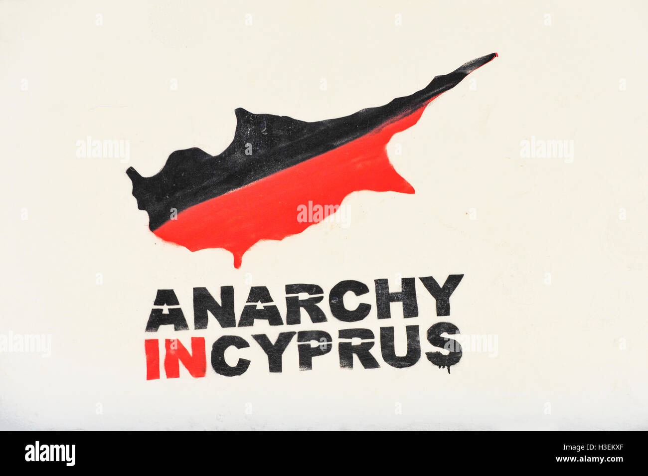 Anarchy in Cyprus sign in Nicosia, Cyprus, Greece. Stock Photo