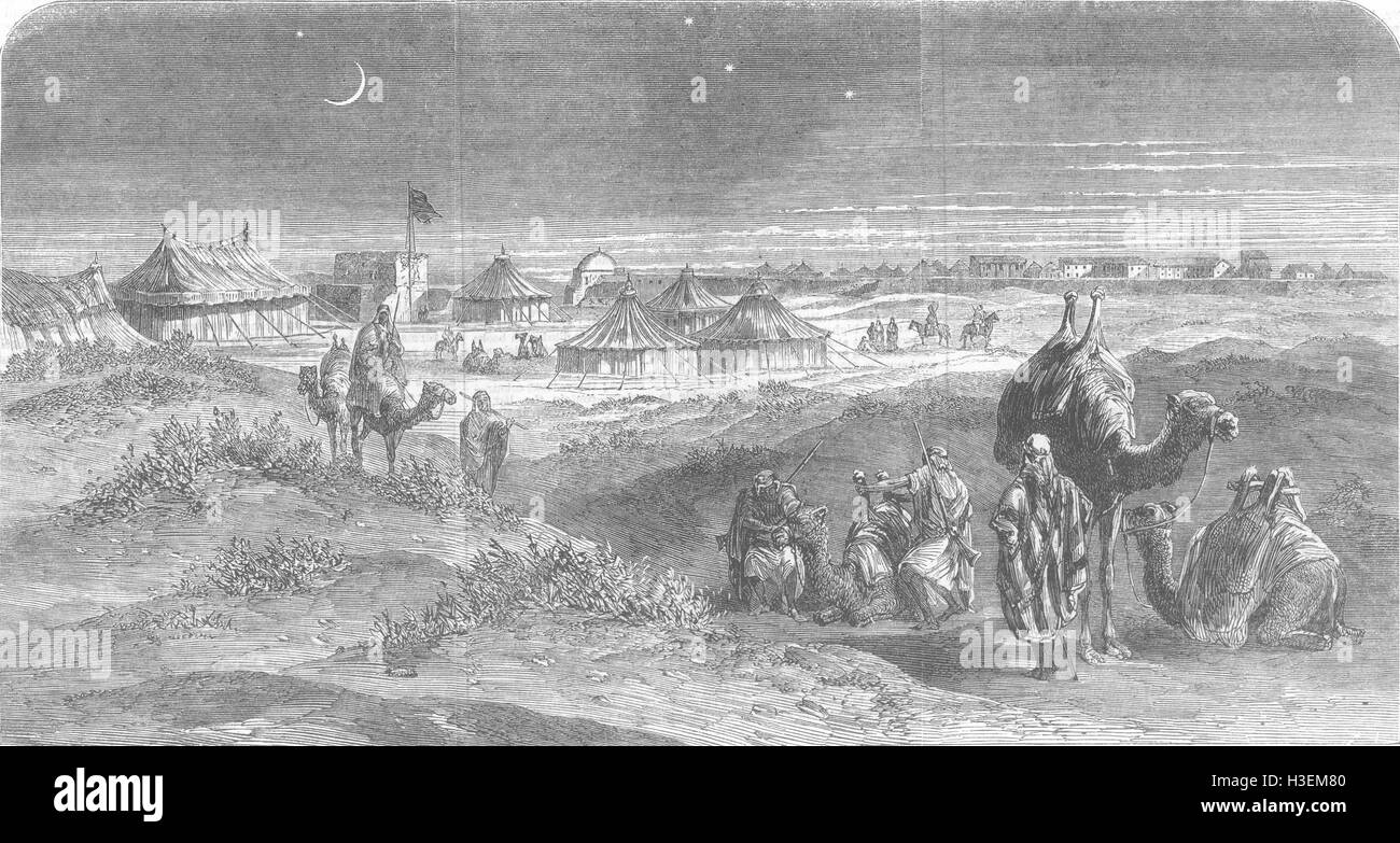 EGYPT Suez Canal Works Toosoomville, Timsah 1863. Illustrated London News Stock Photo