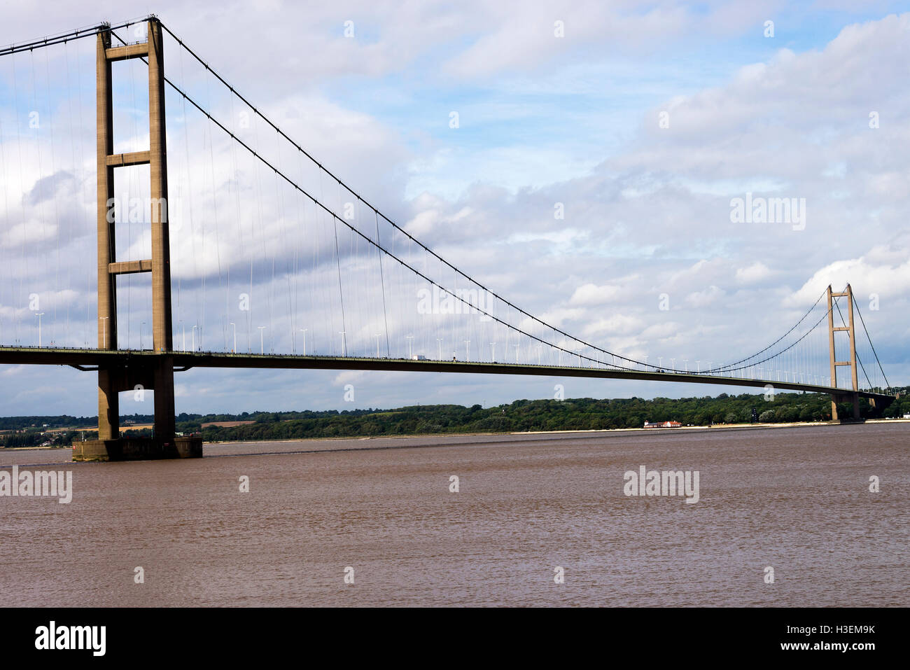 The Humber Suspension Bridge Crossing the River Humber Estuary from Lincolnshire to Yorkshire 