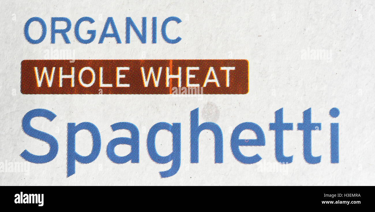 Organic Whole wheat spaghetti Stock Photo