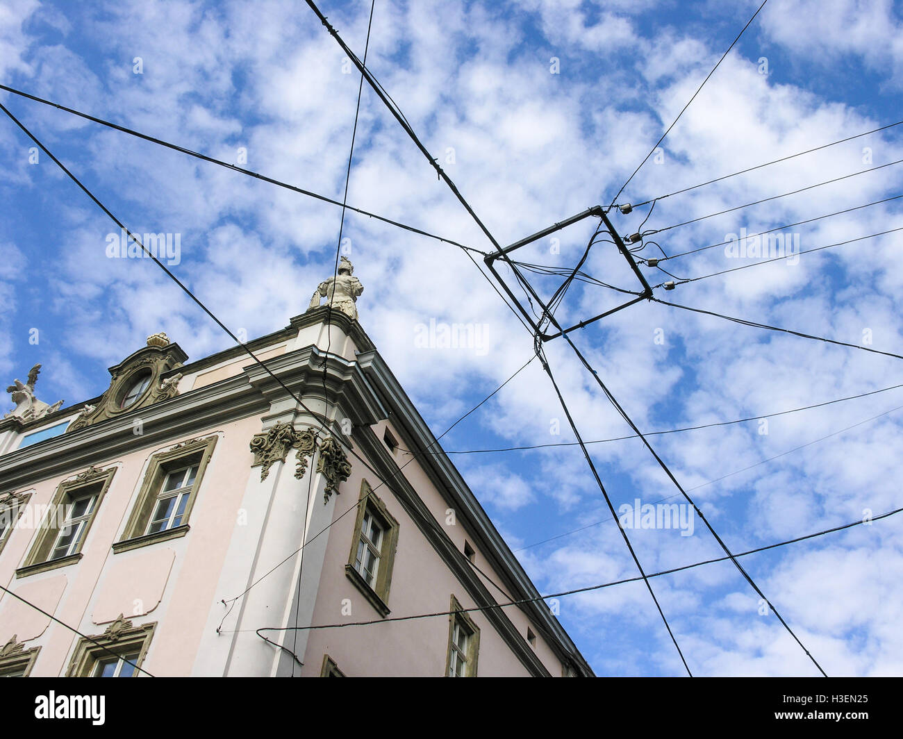 Many Wires Are Crossed In The Sky Stock Photo Alamy