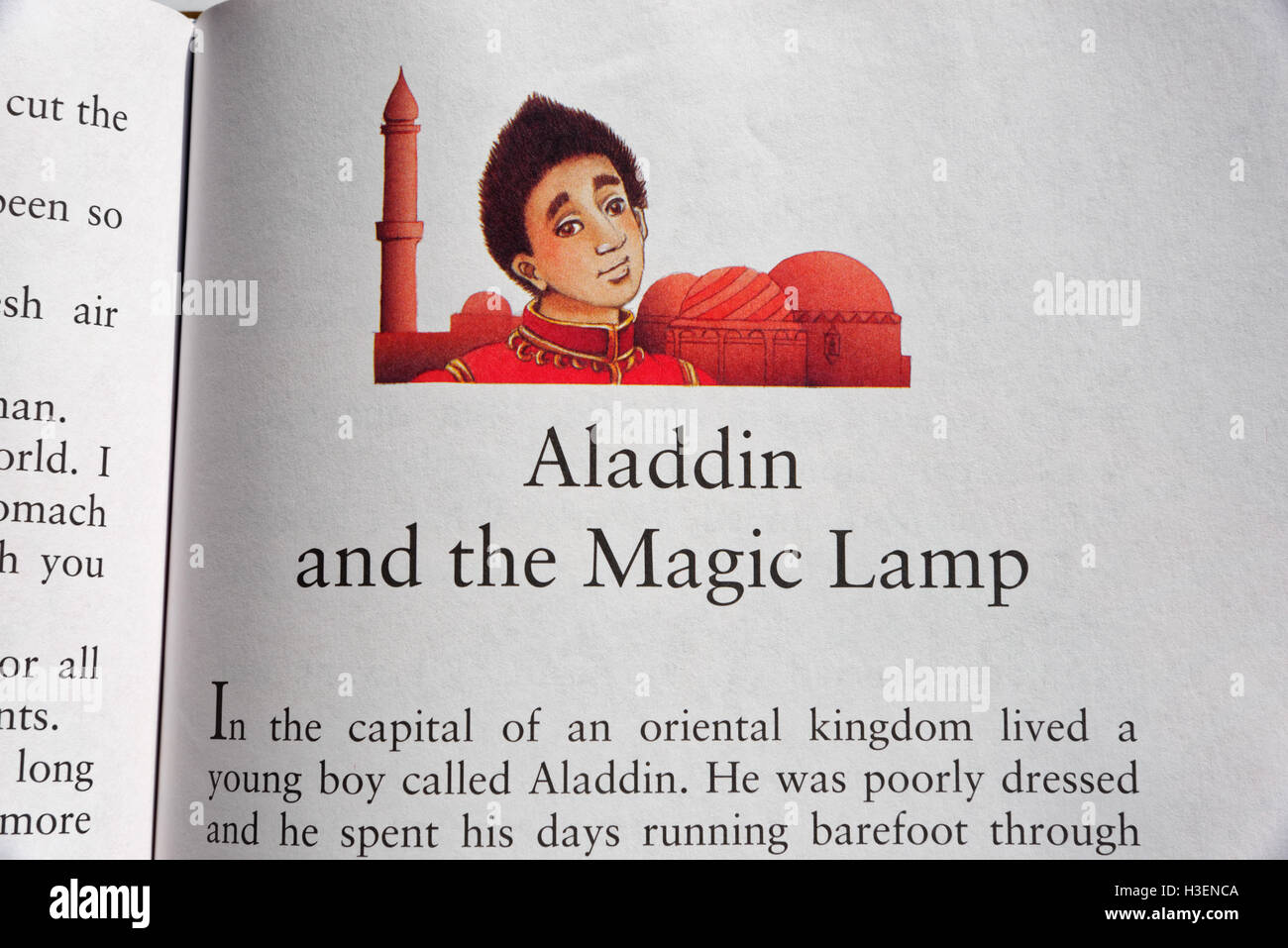 Aladdin and the Magic Lamp in a book of Fairy Tales Stock Photo