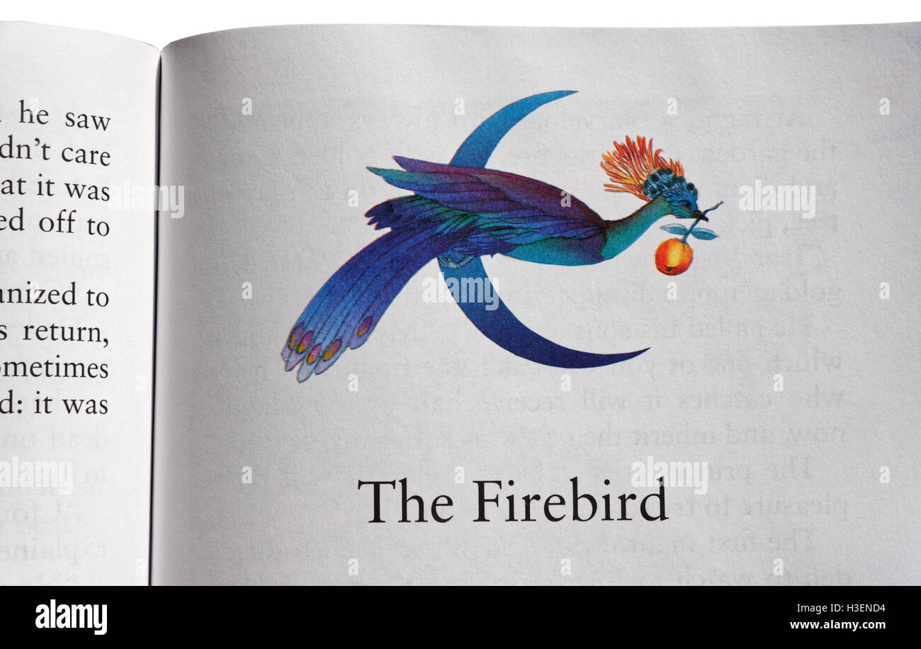 The Firebird in a book of Fairy Tales Stock Photo