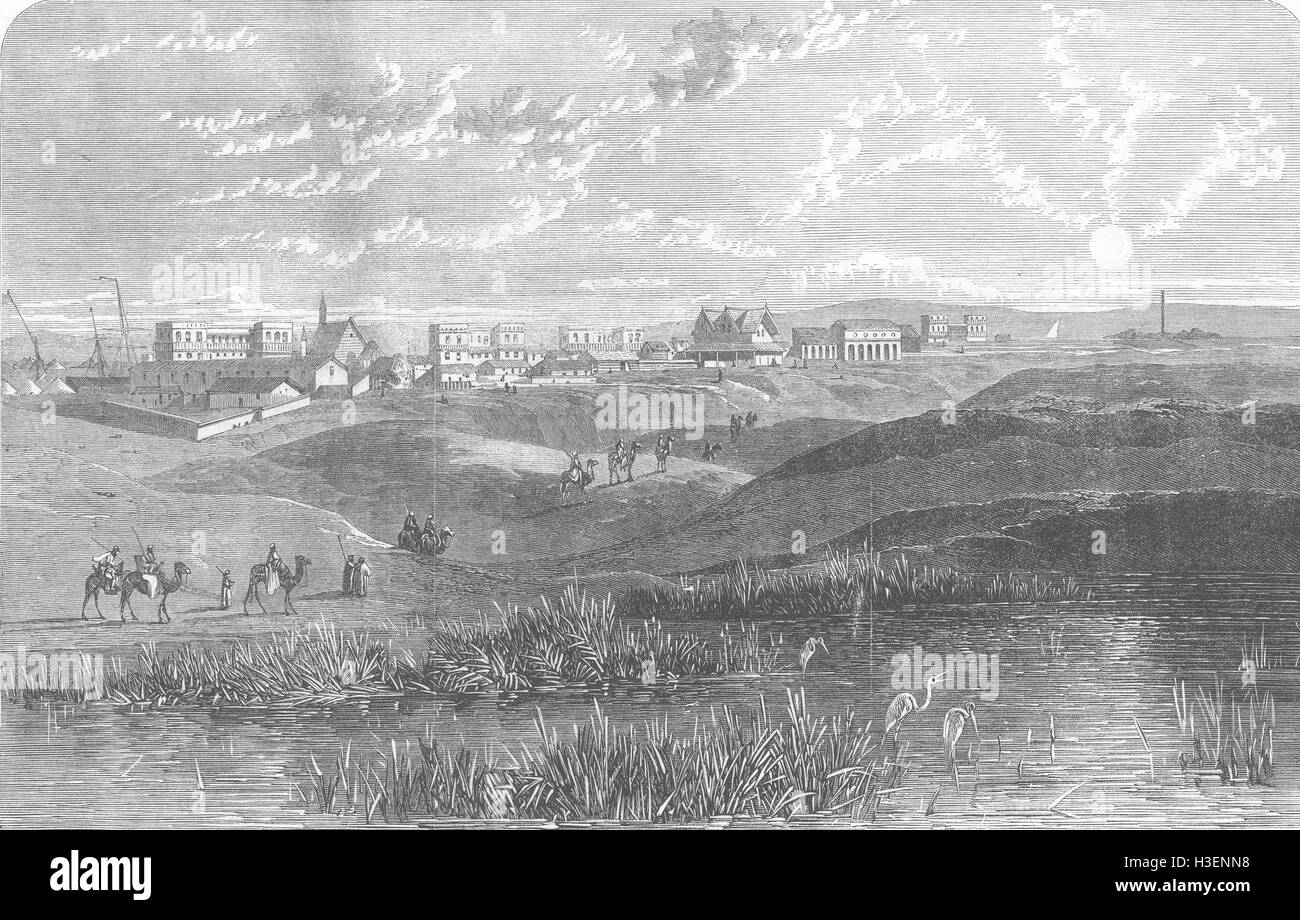 EGYPT Ismaila, Suez Canal 1866. Illustrated London News Stock Photo