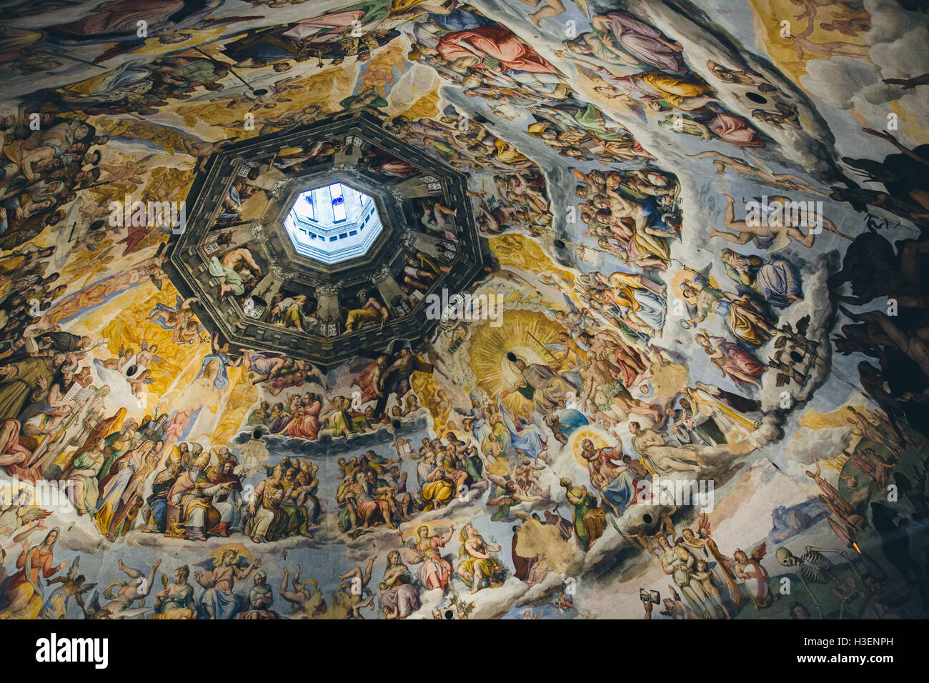 frescoes on the walls inside the Duomo in Florence, Italy Stock Photo ...