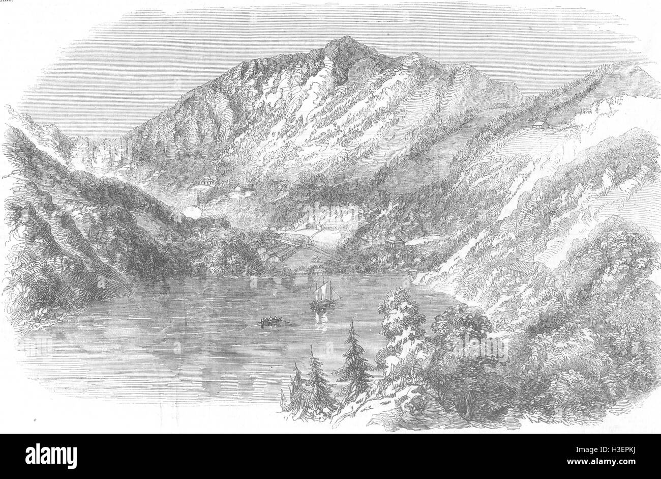 INDIA Lake of Nainital, Himalayas 1857. Illustrated London News Stock Photo