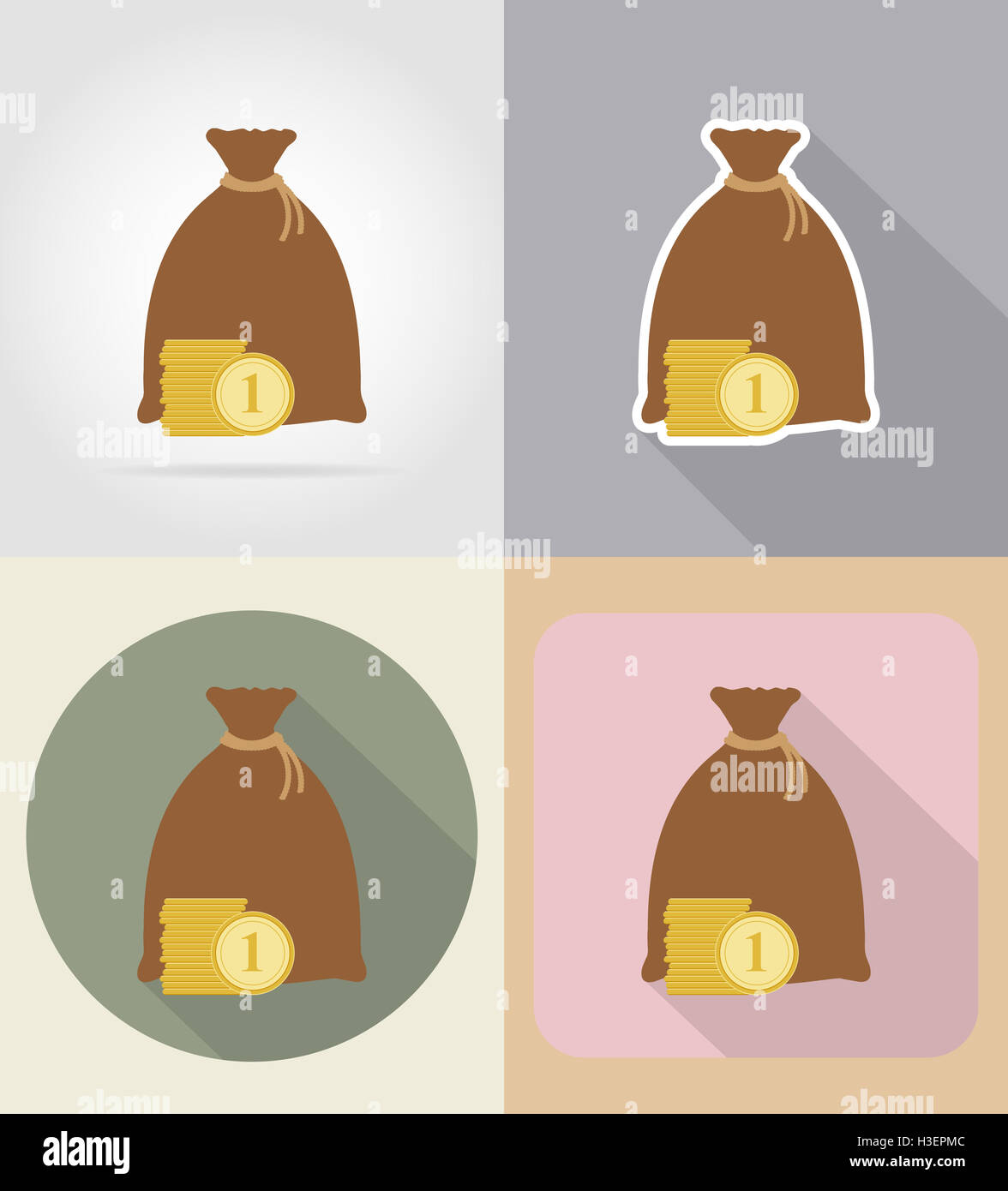 bag of money flat icons illustration isolated on background Stock Photo ...