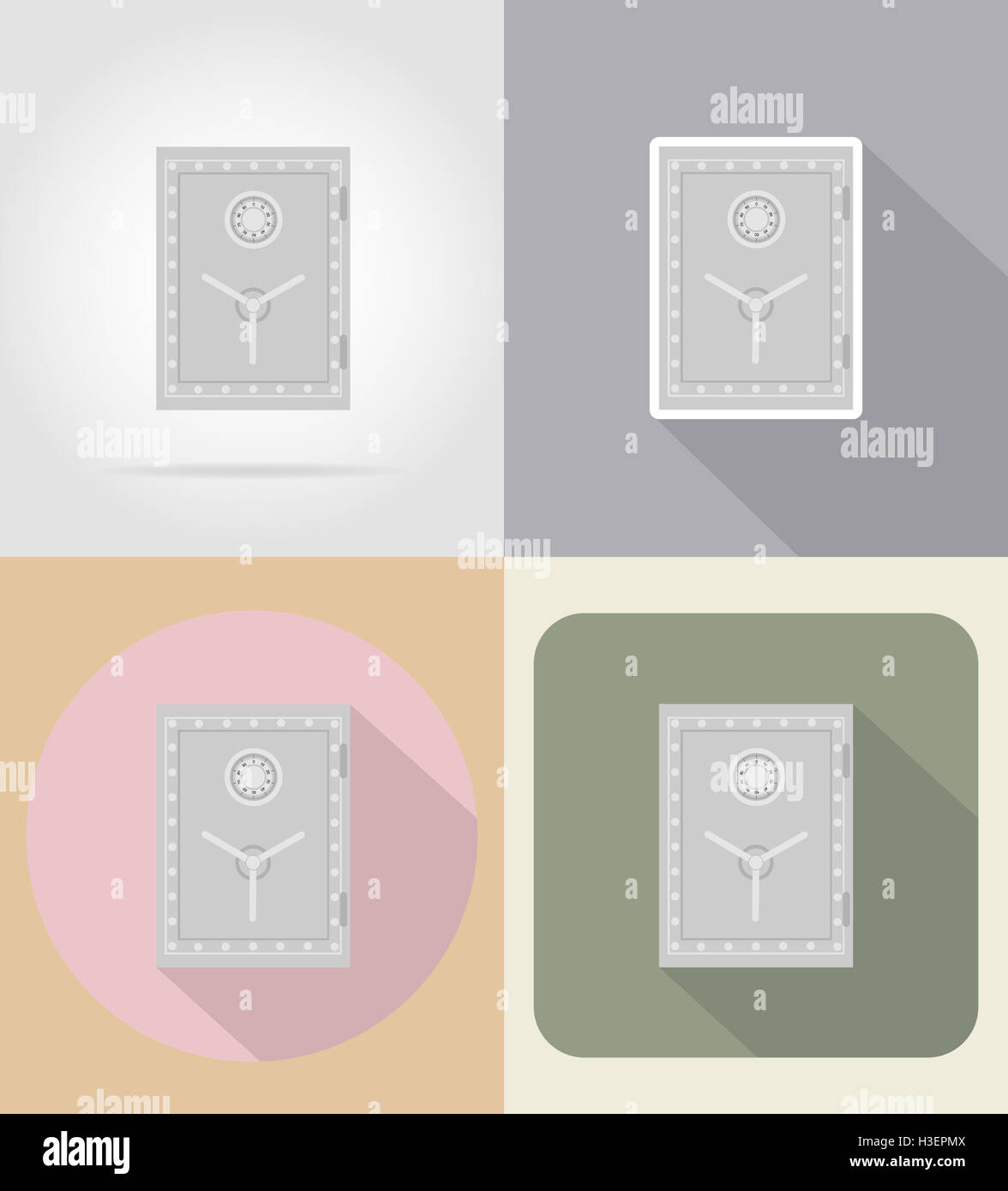 safe with combination lock flat icons illustration isolated on ...