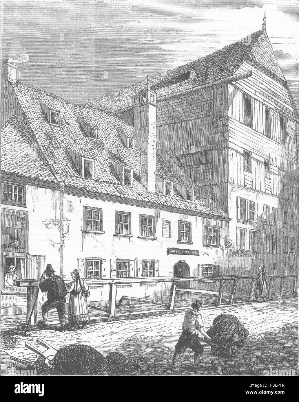 GERMANY House, Augsburg, which Holbein was born 1859. Illustrated London News Stock Photo