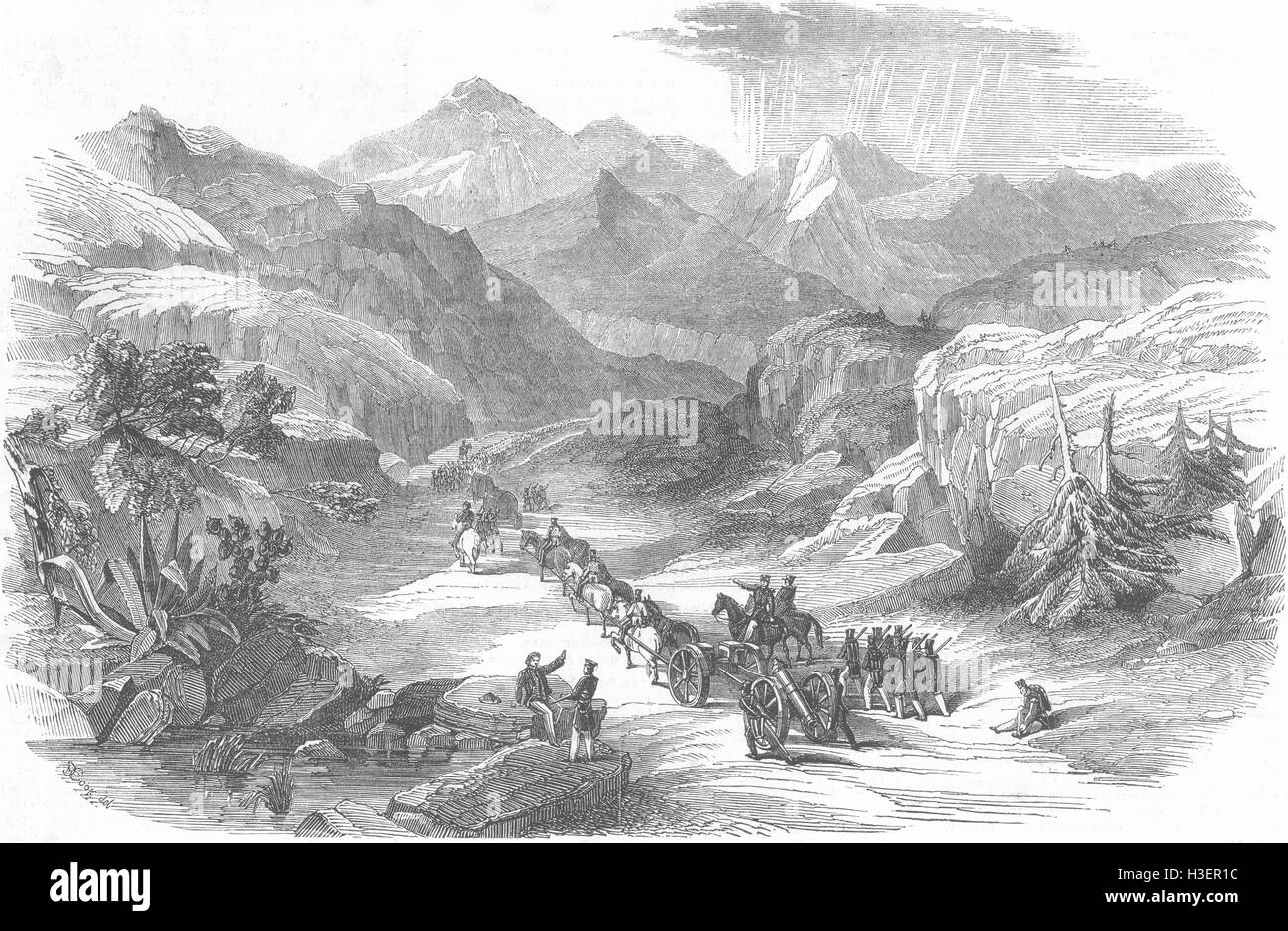 CALIFORNIA Sierra Madre, between Monterey, Saltillo 1849. Illustrated London News Stock Photo