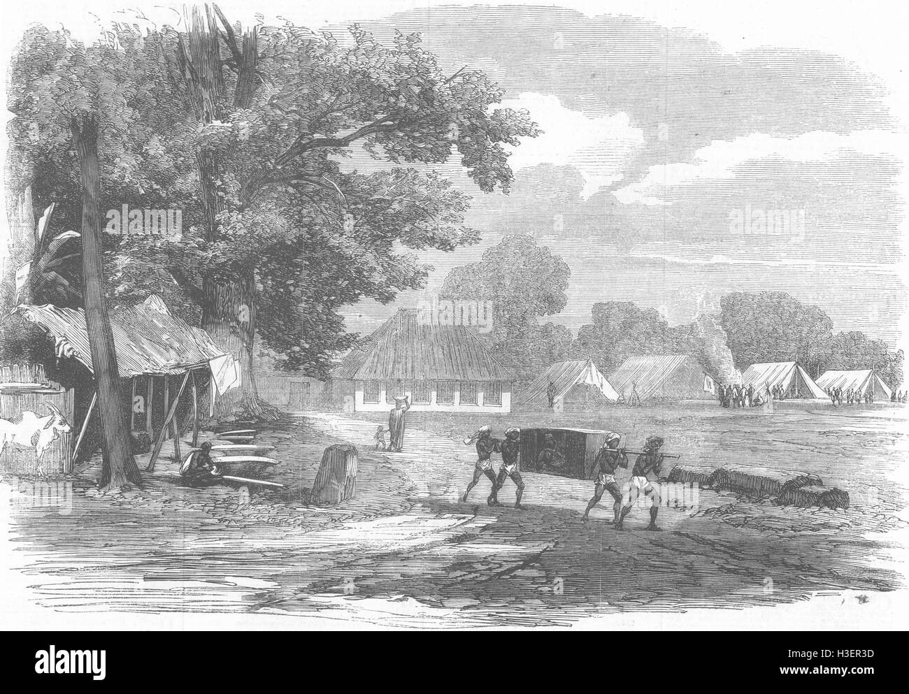 INDIA Cantonment at Barrackpore 1862. Illustrated London News Stock Photo