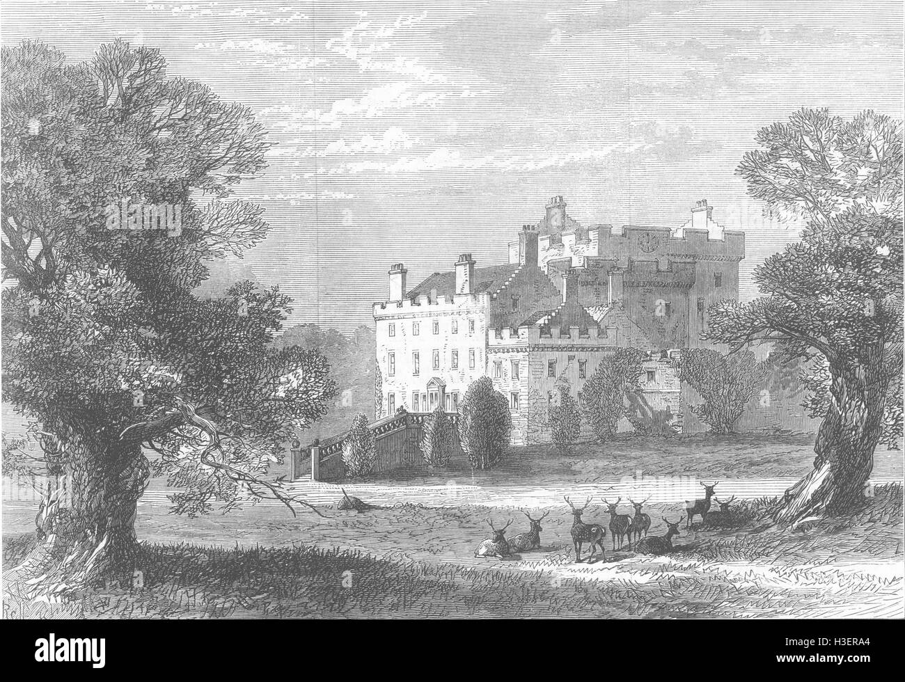 SCOTLAND Ancrum House, Jedburgh, burned down 1873. Illustrated London News Stock Photo