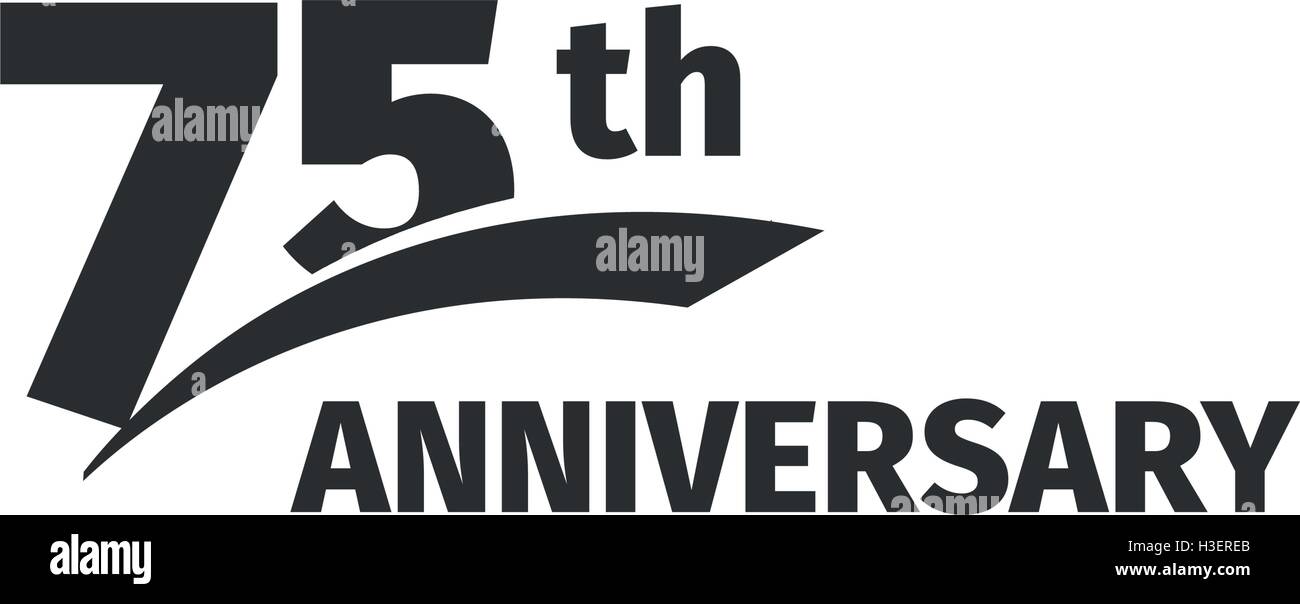 Isolated abstract black 75th anniversary logo on white background. 75 Stock Vector Art ...