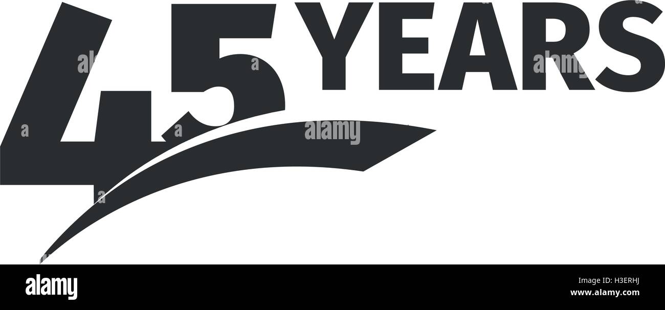 Isolated Abstract Black 45th Anniversary Logo On White Background
