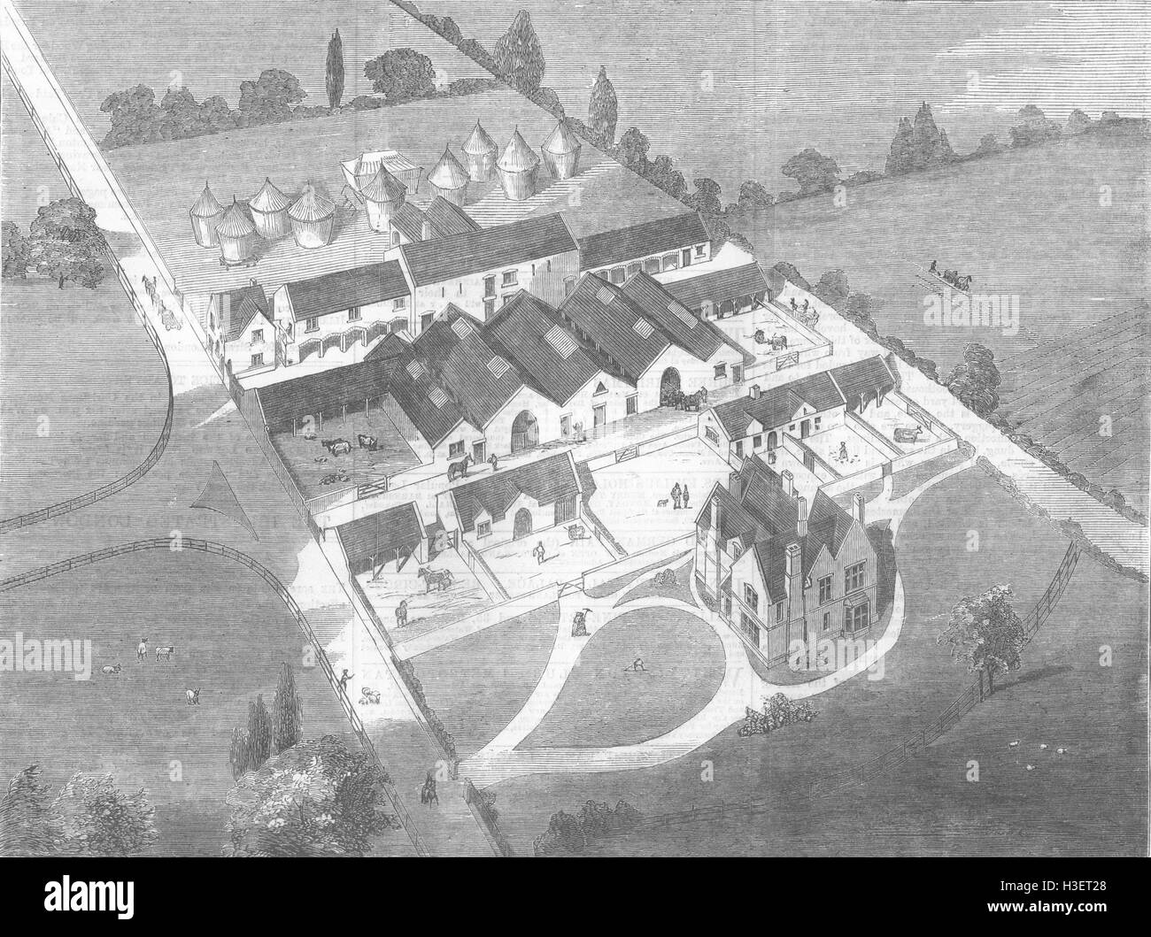 OXON Farmhouse owned by Duke of Marlborough 1858. Illustrated London