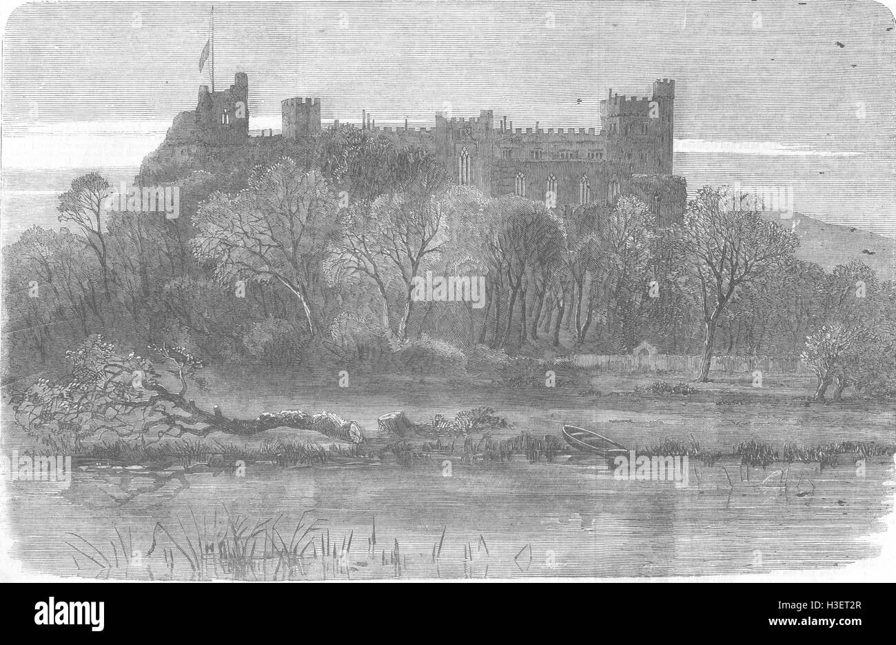 antique print seat of Duke of Norfolk Arundel Castle SUSSEX 1858