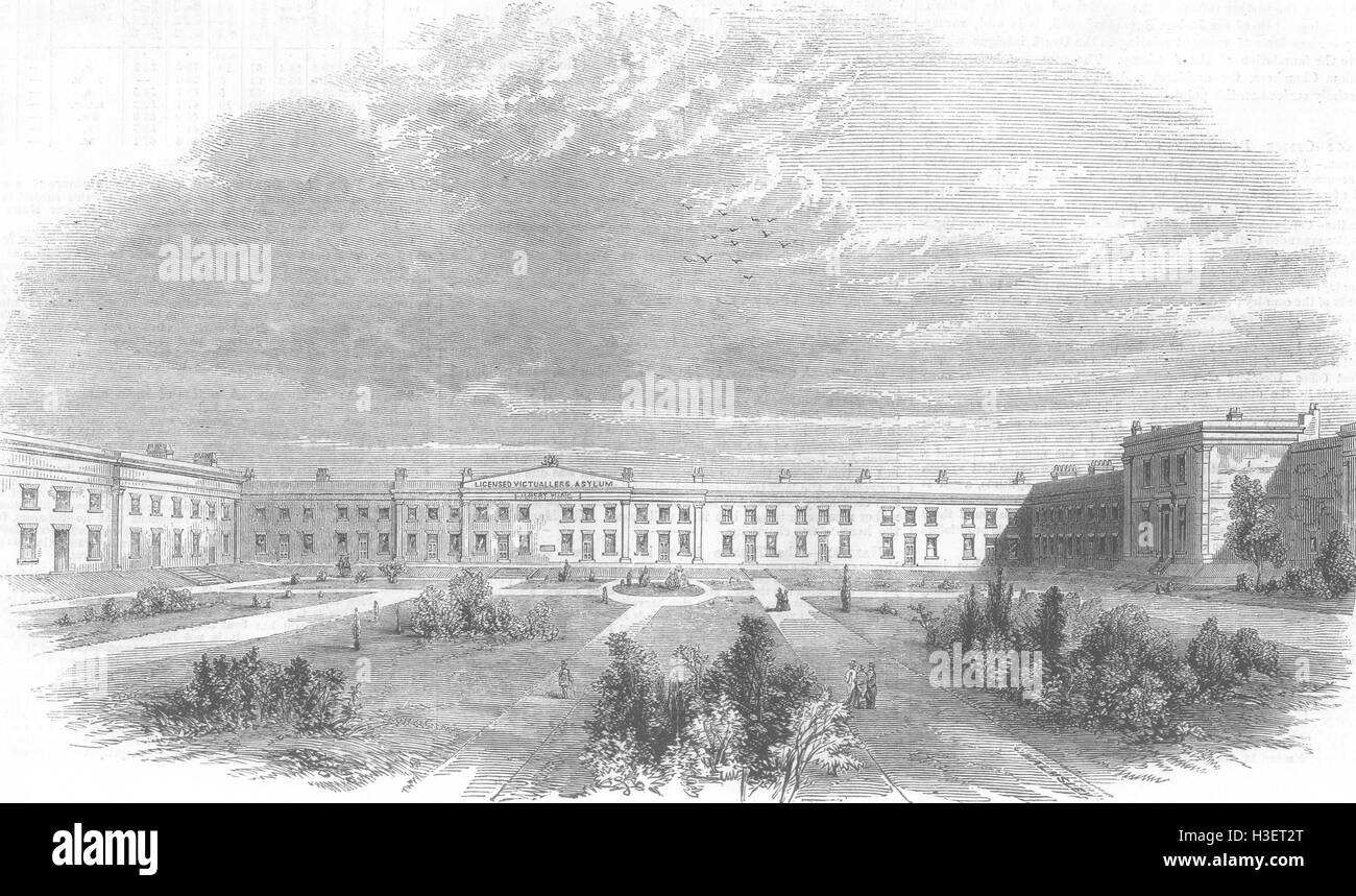 London c1880 print The Licensed Victuallers' asylum THE OLD KENT ROAD 