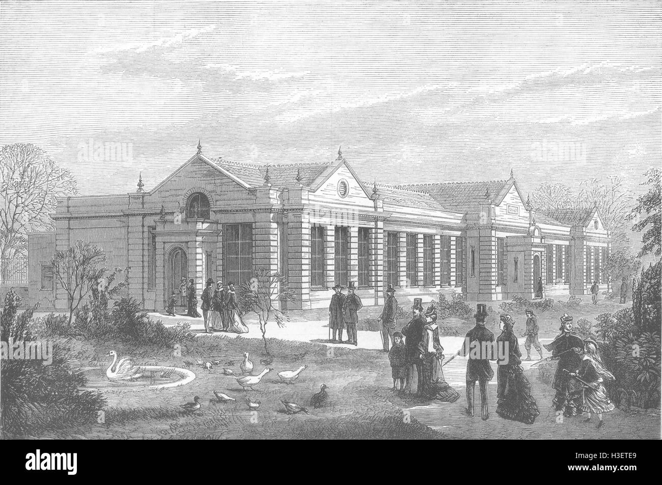 LONDON new Lion House, zoo 1876. Illustrated London News Stock Photo