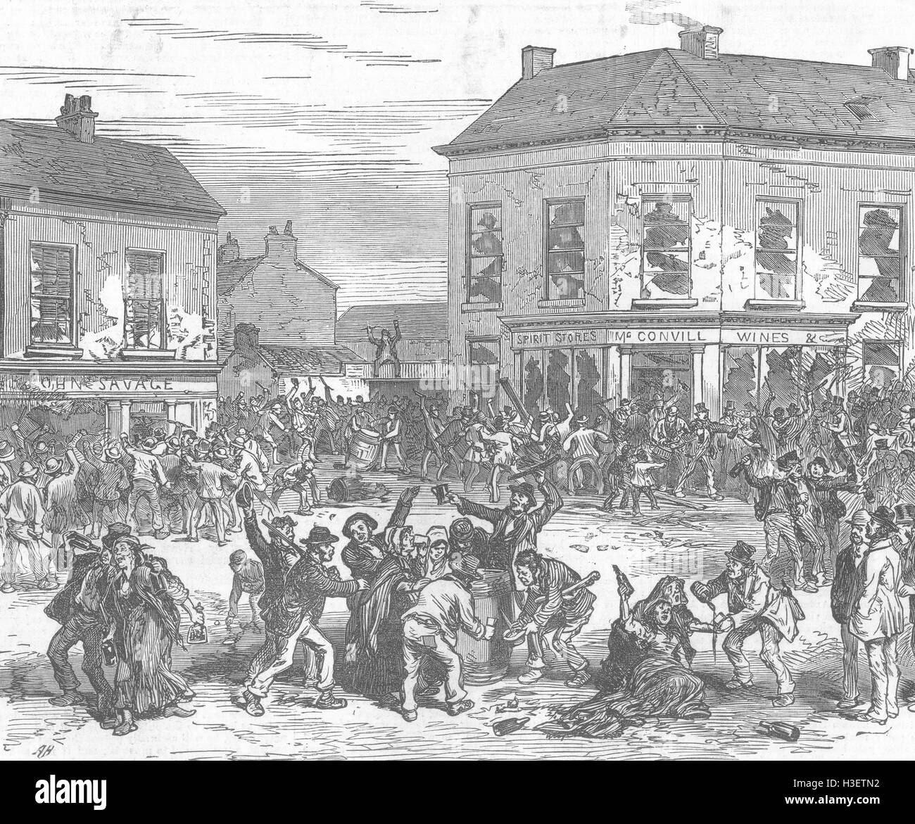 IRELAND Belfast Riots Vandalism & stealing spirits 1872. Illustrated ...