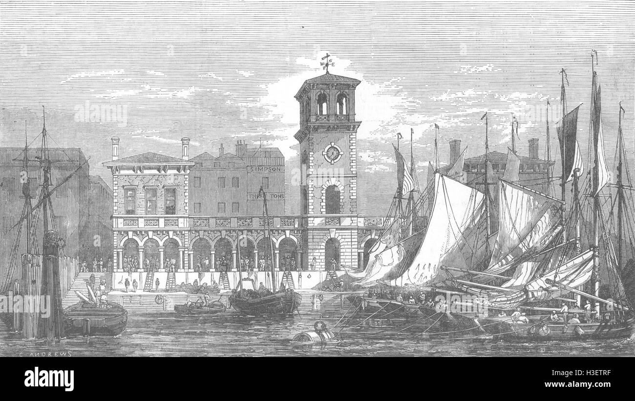 LONDON Billingsgate new market 1852. Illustrated London News Stock Photo