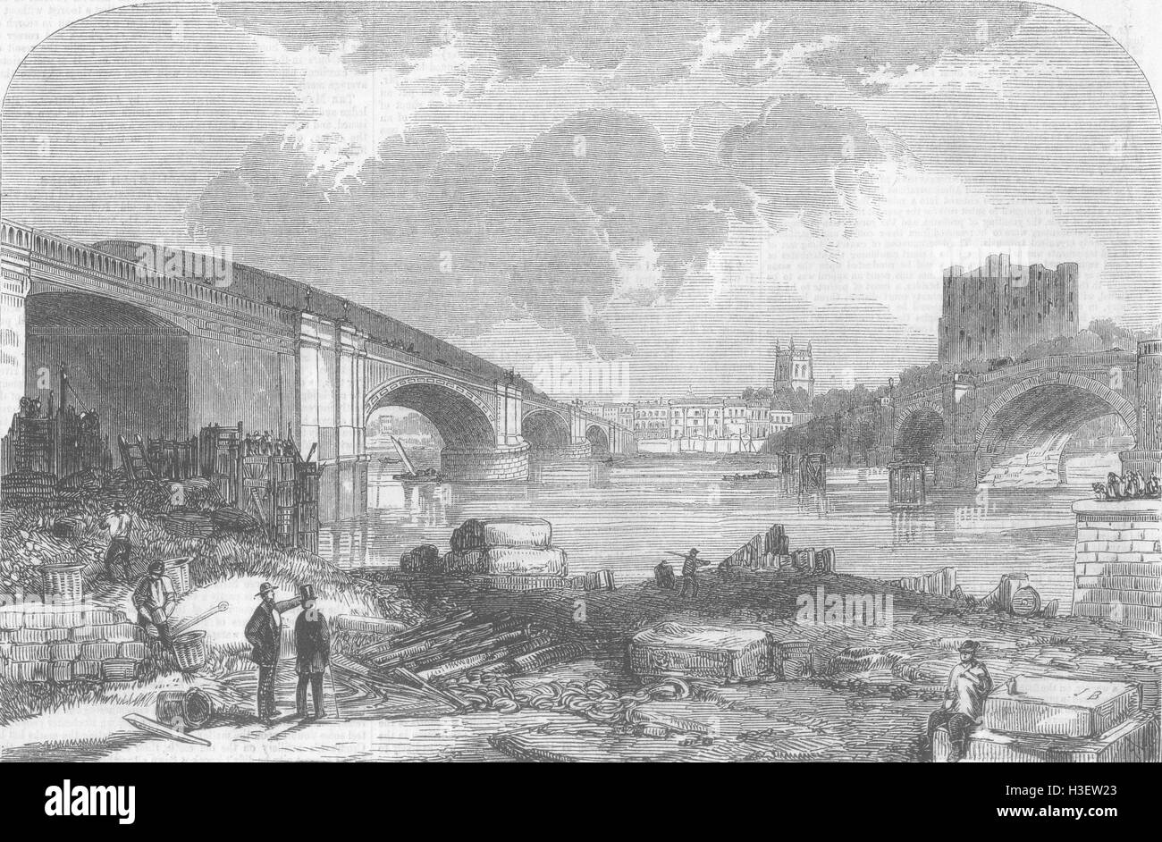 KENT The new bridge at Rochester 1856. Illustrated Times Stock Photo