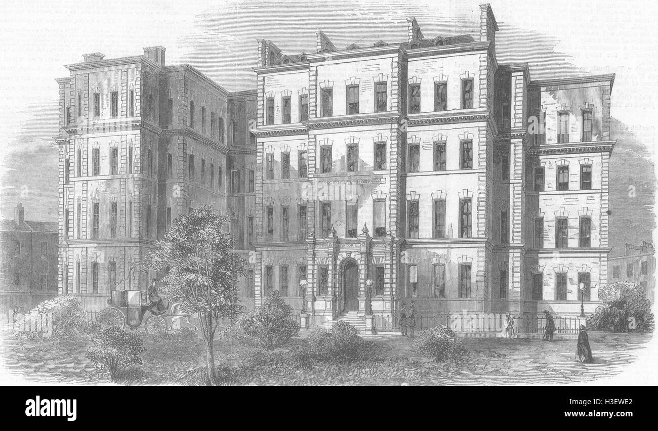 LONDON King's College Hospital, Portugal Street 1861. Illustrated London News Stock Photo