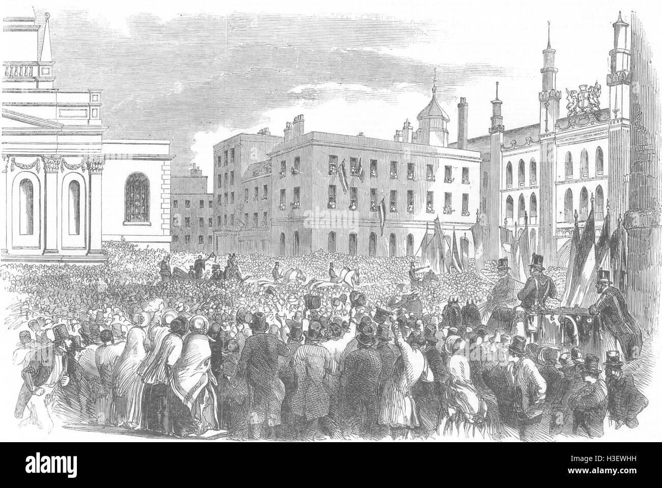 LONDON Arrival of M Kossuth in Guildhall-Yard 1851. Illustrated London News Stock Photo