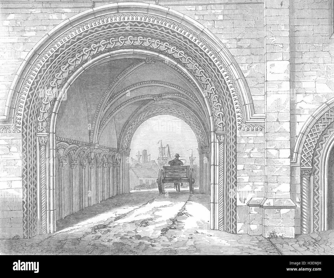 GLOS The Abbey Gateway, Bristol 1851. Illustrated London News Stock Photo