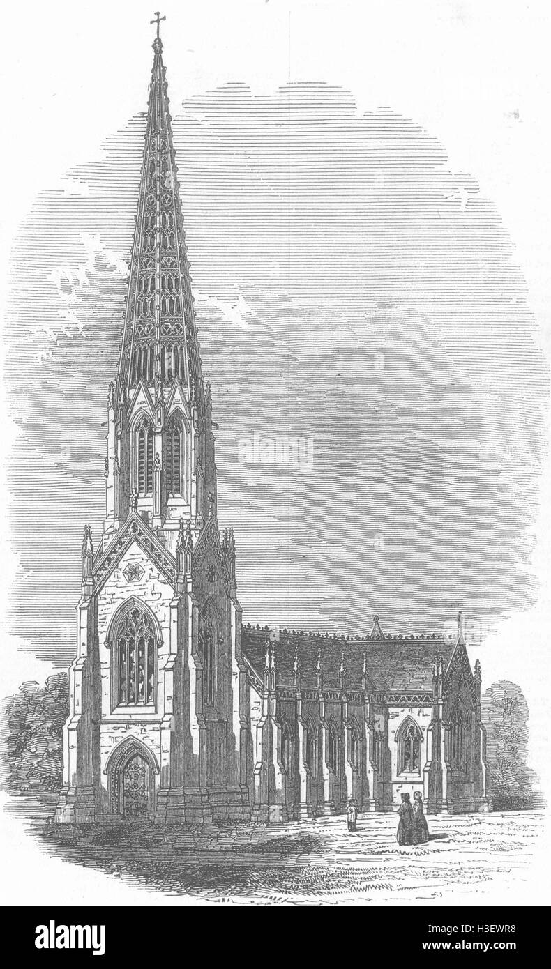 LANCS Terra Cotta Church, near Bolton 1845. Illustrated London News Stock Photo