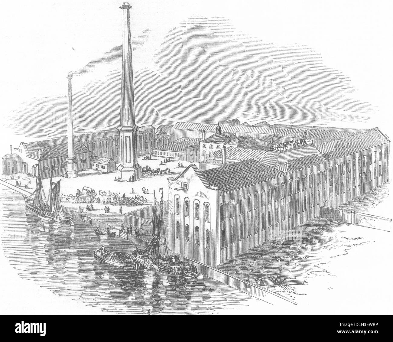 LONDON Thames bank depository, Ranelagh Rd, Pimlico 1851. Illustrated London News Stock Photo